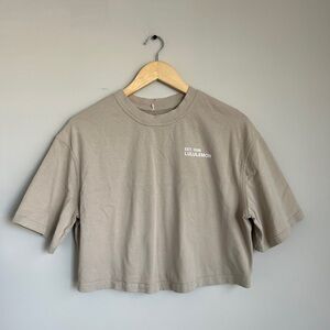 Lululemon Cropped Spellout Cotton Tee - Size M Beige